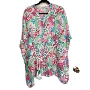 Women's Cynthia Rowley 100% Linen Beach Kimono Oversized Top Size S